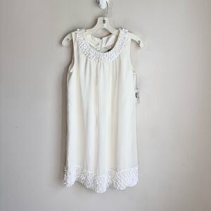 NWT Worthington Embellished Sleeveless Mini Dress in Polar Bear White Size 4